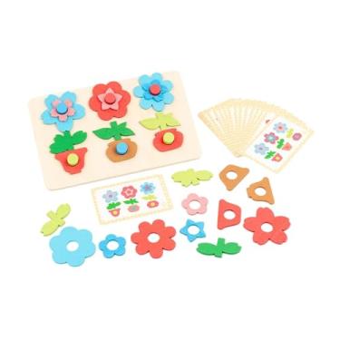 Imagem de KiBcsLic Brinquedo de encaixe e por cores em formato de vaso de flores, feito de madeira. Ideal para viagens, aprendizado precoce e atividades