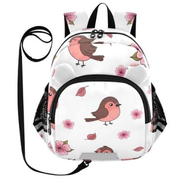 Imagem de ODAWA Children's Leash Backpacks, Cute Cartoon BirdsLeaves White Toddler Boy Bookbag 3-6 Years