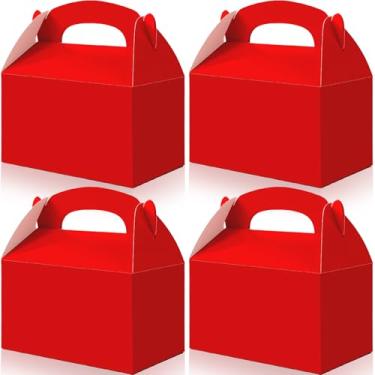 Imagem de Bgtecho Pacote com 24 caixas de guloseimas, 15 x 9 x 8 cm, caixas de presente de papel vermelho, caixa de lembrancinha de festa com alça, caixa de doces para lanches, biscoitos, doces, aniversário