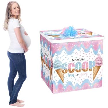 Imagem de AmazingSpark Kit de caixa de presente jumbo reveladora de gênero de 71 cm com caixa grande e laços gigantes para decoração de festa de aniversário de chá de bebê (qual é a colher)