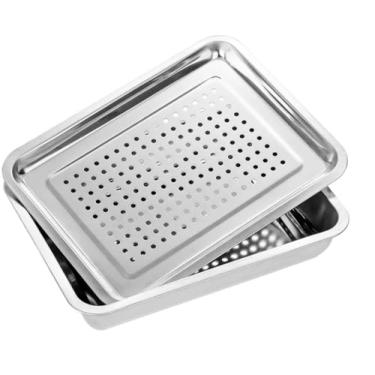 Imagem de Bandeja de chá de aço inoxidável, multifuncional, quadrada de aço inoxidável, bandeja coletora de mesa, fácil de transportar e limpar, adequada para decorações de bandeja de chá chinesa, bebidas