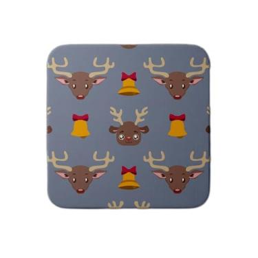 Imagem de Ladrilho Decorativo de Cerâmica Natalino com Estampa de Renas e Sinos