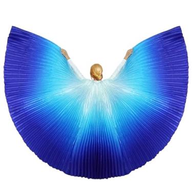 Imagem de Baisdan Dança do ventre Isis Wings, asas de anjo de cetim para adultos, fantasia de Halloween da asa do rio, Branco, azul, One Size