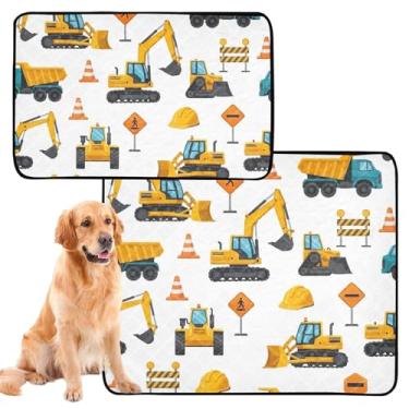 Imagem de Tapetes de xixi amarelos brancos e amarelos para cães, lavável para animais de estimação, tapete extra grande à prova d'água para gaiola de cachorro fofo absorvente almofada de parto, médio + grande