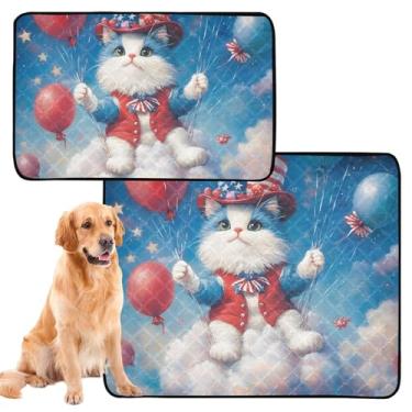 Imagem de TSENQUE Balão Patriótico Bandeira Americana para Animais de Estimação Lavável Pee Pads Wee Wee Pad para Animais de Estimação e Gato Absorventes para Cachorros Fofos Tapete Impermeável, Pequeno x
