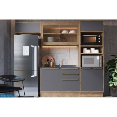 Imagem de Cozinha Modulada Completa Versalis 4 Peças (2Aéreos+1Balcão+1TorreQuente) C4P189 Freijo/Grafite - Herval