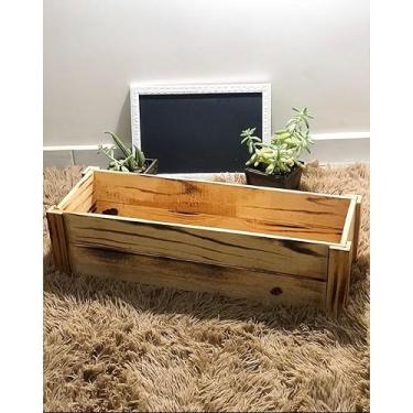 Imagem de Vaso Floreira Jardineira de Madeira Pinus Decorativo para Plantas Varanda, Jardim, Interior Ideal para Amantes de Jardinagem(Queimada,75x15x17)