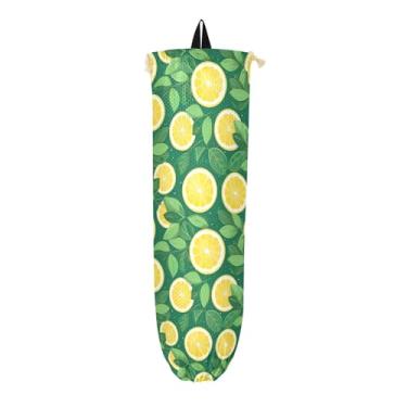 Imagem de Fatias de limão em um suporte de saco de plástico verde, suportes de saco de plástico para suporte de parede de sacolas de supermercado, protetor de saco para sacolas plásticas de mercearia