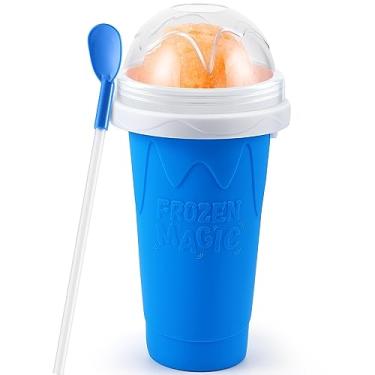 Imagem de tgosomt Copo Slushy, Tik Tok Frozen Magic Slushie Maker Cup Squeeze, Cool Fun Stuff Things Gadgets e Ótimos Recheios de Meia e Presentes de Elefante Branco (Azul)