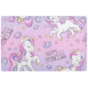 Imagem de TSENQUE Unicórnios rosa violeta colorido tapete de porta de outono engraçado impermeável tapete de entrada grande engraçado tapete de boas-vindas tapete antiderrapante entrada externa 81,3 cm x 50,8