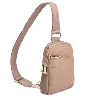 Imagem de INICAT Bolsa tiracolo antifurto com bloqueio de RFID, bolsa tiracolo para mulheres, pochete de viagem, bolsa transversal para mulheres, Cáqui verdadeiro, 8 x 6 x 2 inches