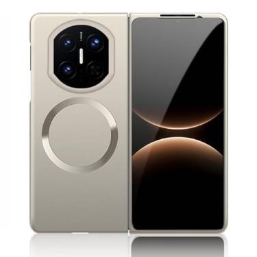 Imagem de POYUFRG Capa magnética para Huawei Mate X7, fina, leve, fosca, antiderrapante, capa de celular com suporte para carregamento sem fio, cinza, Mate X7