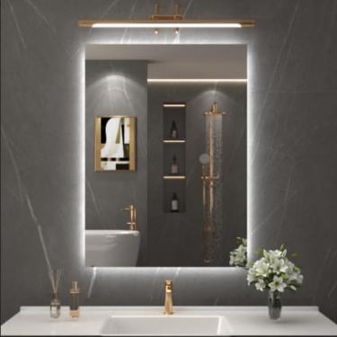 Imagem de LOVESPEJO Espelho de banheiro com luzes 61 x 91 cm, espelho inteligente para banheiro com sensor de luz automático, sem toque, sem neblina, 3 cores, regulável, inquebrável