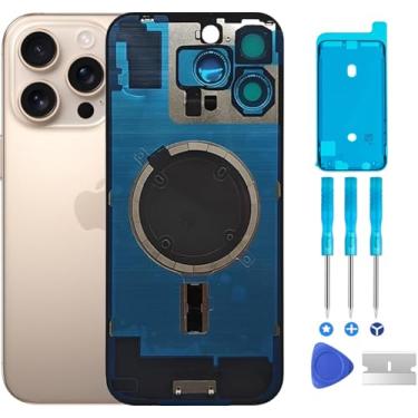 Imagem de ABUSVEX Capa de vidro traseira original 16 Pro Max para substituição da porta da bateria e fita impermeável, moldura de câmera pré-instalada para iPhone 16 Pro Max, ferramenta de reparo de todas as