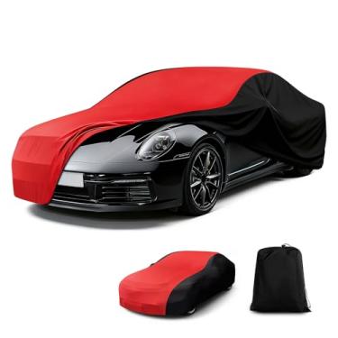Imagem de CEMOFE Capa de carro interna, proteção universal de cetim elástico à prova de vento contra poeira para carros de 173-189 polegadas, capa completa macia respirável com bolsa de armazenamento para