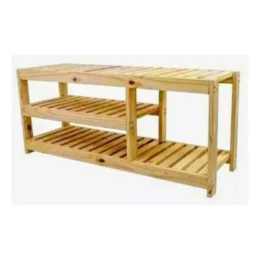 Imagem de Sapateira Banco Pinus 2 Prateleiras | Hall Entrada | Multiuso Organizador | Madeira Tratada Anti-Cupim