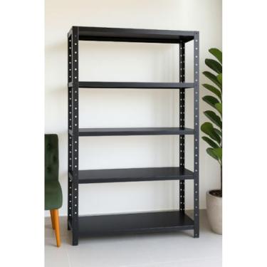 Imagem de Prateleira Industrial em Aço Reforçado – 3, 5 ou 6 Bandejas | Alta Capacidade (180kg)(Preto 5 Bandejas)