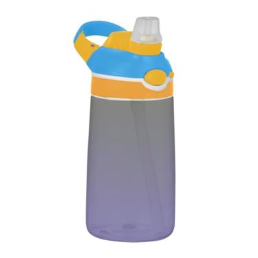 Imagem de Garrafa de água esportiva Tritan com canudo para crianças, meninas, meninos, garrafa de água reutilizável de 473 ml, copo infantil portátil à prova de vazamento, alça de transporte, roxo ardósia azul