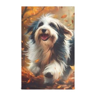 Imagem de Joisal Conjunto de toalhas de prato com estampa de cachorro fofo de outono, decoração de cozinha, toalha de chá de mão fofa para lavar pratos, macio, absorvente 45 x 71 cm, 1 pacote