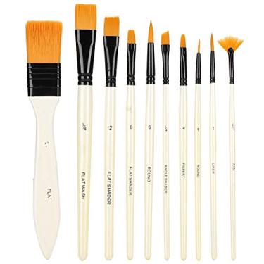 Imagem de GLOGLOW Conjunto de Pincéis de Pintura Artística, lã de Nylon para Pintura Em Aquarela Acrílica e Guache, Tela, Arte Em Rock, Ferramentas de Com 10 Peças