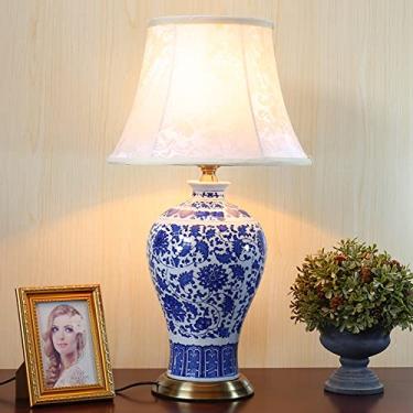Imagem de Abajur de mesa para quarto, vaso de 66 x 30 cm, 5 estilos disponíveis, luminária de mesa chinesa em porcelana azul e branca, cerâmica vitrificada, estilo Art Déco, luminária de mesa antiga c