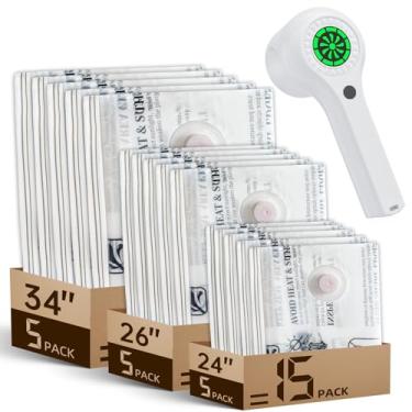 Imagem de Sacos de armazenamento a vácuo de viagem com bomba recarregável sem fio, embalagem de compressão para economia de espaço, bolsa de vedação sazonal para roupas de cama e travesseiros (15 conjuntos +