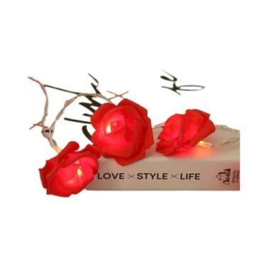 Imagem de Luzes De Cordão LED Românticas De 5M Com Flores Artificiais, Buquê De 