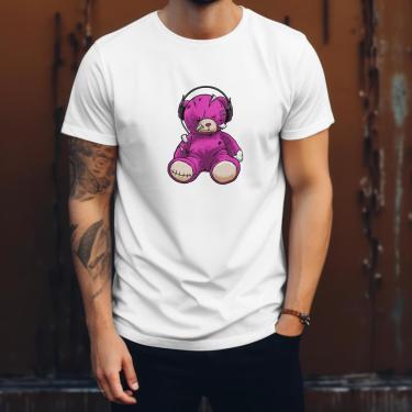 Imagem de Camiseta Unissex Casual Urso Moderna Estilosa em Algodão Ajustável ao Corpo do P ao G1-Unissex