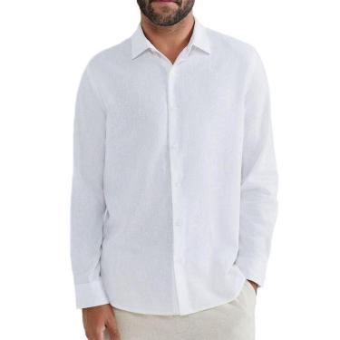 Imagem de Camisa Masculina Hering ML Slim Linho Branca - LZ48N0ASI-Masculino