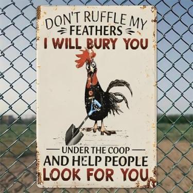 Imagem de Pá de segurar galo arte de parede de alumínio rústico e placa de metal - 20 x 30 cm decoração vintage para ambientes internos e externos para casa, escritório, café, quintal e jardim, fazenda