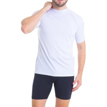 Imagem de Conjunto Camiseta Curta e Bermuda Térmica Segunda Pele Trygg Proteção UV50+ (P, Branca - Preta)