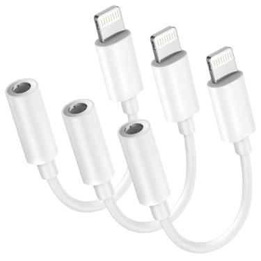 Imagem de Pacote com 3 adaptadores de fone de ouvido para iPhone, conecta-se ao adaptador de cabo divisor de áudio auxiliar Dongle de 3,5 mm para iPhone, 02