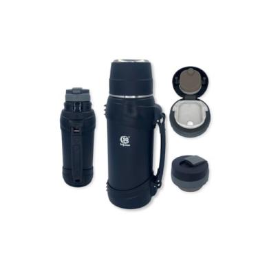 Imagem de Garrafa Térmica 2,5 Litros, Aço Inox, Parede Dupla, Isolamento a Vácuo, Conserva 24 Horas, Preto, Camping