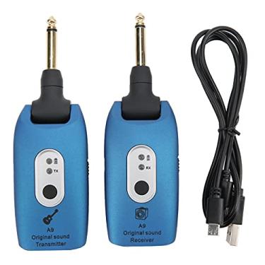 Imagem de RiToEasysports Receptor Transmissor de Guitarra Sem Fio, Receptor Transmissor de Guitarra Sem Fio de 2,4 GHz Áudio Recarregável Com Baixo Ruído de 12,5 Ms para Instrumentos Elétricos de Baixo (BLUE)