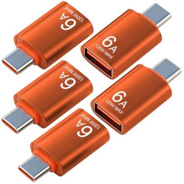 Imagem de Pacote com 5 adaptadores USB C para USB 6A, suporta transferência de dados, adaptador OTG USB C macho para USB 3.0 fêmea para iPhone 17 Pro Max 16 15, Mac, iPad, Samsung Galaxy S24 S25, notebook e