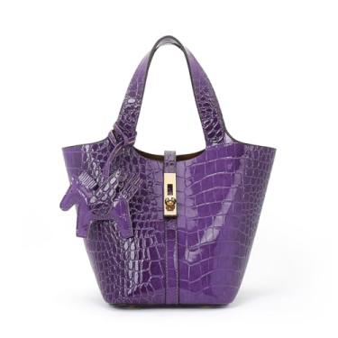 Imagem de Kadynow Bolsa feminina de couro vegano, bolsa de ombro com alça superior e bolsa pequena removível, B49-roxo