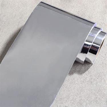 Imagem de GQQGSHOP Borda de papel de parede autoadesiva de 3 m, tira de borda de parede, decoração de borda de parede, painéis de parede de superfície semelhante a metal, moldura de porta de borda de teto