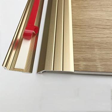 Imagem de Tira autoadesiva de transição de piso de 2,9 m, faixa de limite para porta, descasque e cole acabamento de borda de carpete de piso, adequada para transições de limite com uma diferença de altura