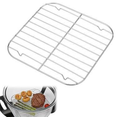 Imagem de Grelha Fritadeira Ar, Acessórios Bandeja Substituição Crisper Aço Inoxidável 304 para Ninja Crispi Fritadeira Elétrica FN090 FN091 FN100 FN101 FN103 Durável Própria Lava-Louças (Prateada)