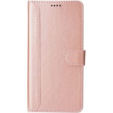 Imagem de FULNES Capa para iPhone 13/13 Mini/13 Pro/13 Pro Max, capa de celular de couro Cflip Folio com fecho magnético com suporte de cartão (cor: rosa, tamanho: 13pro 6,1 polegadas)