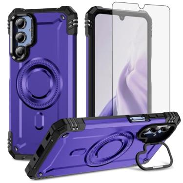 Imagem de Furiet Capa de celular para Samsung Galaxy A16 5G/4G com protetor de tela de vidro temperado, amortecedor rígido de 2 camadas, carregamento sem fio, suporte Magsafe, à prova de choque, silicone macio