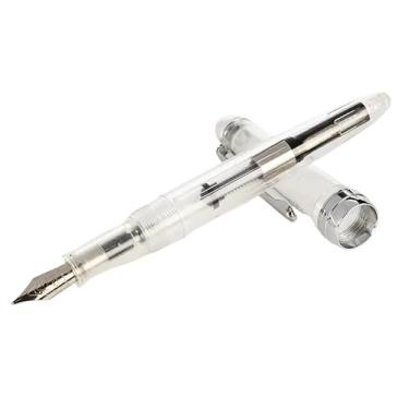 Imagem de GAFNED Caneta-tinteiro colorida transparente fofa com ponta F de 0,5 mm F canetas de tinta de resina para escrever materiais escolares (branco transparente)