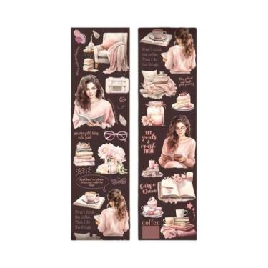 Imagem de Fita Adesiva Decorativa DIY Com Tema De Café 200cm Série Hora Da Leitu