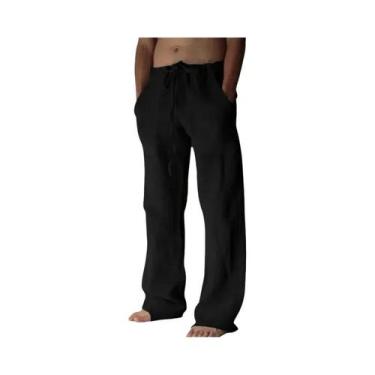 Imagem de Calças Longas Masculinas De Verão Em Algodão E Linho Respirável Com Ci