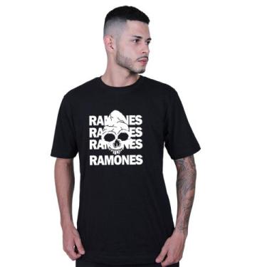 Imagem de Camiseta Unissex Ramones Caveira World Rock - Lafre, Preto, M