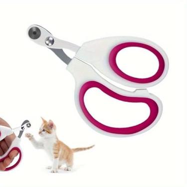 Imagem de Cortador de unhas de gato, tesoura de unha de furo redondo, conjunto de cuidados para animais de estimação de aço inoxidável - Kit profissional de corte de unhas (branco)