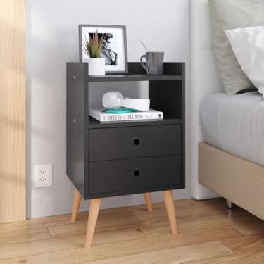 Imagem de Mesa cabeceira dream decoração sala estar jantar detalhe em madeira cor preto armário suporte para lateral da cama multiuso