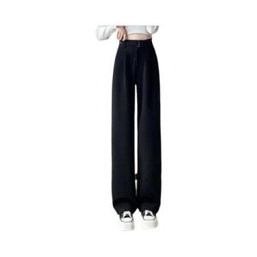 Imagem de Calças De Lã De Cintura Alta E Pernas Largas Para Mulheres Outono Inve