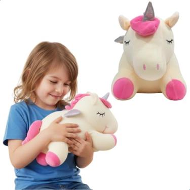 Imagem de Pelúcia Unicórnio Deitado 30cm Antialérgica Lavável com Zíper Infantil