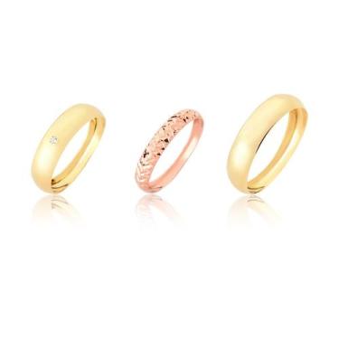 Imagem de par de alianças 5 mm de ouro 18k e aparador rosé ac19 - MAEHLER Arte E